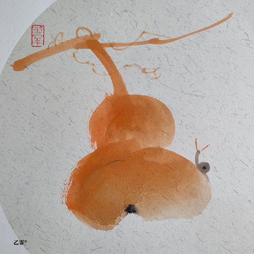 桔子格调大福禄葫芦手绘真迹实木挂画客厅书房玄关卧室饰画