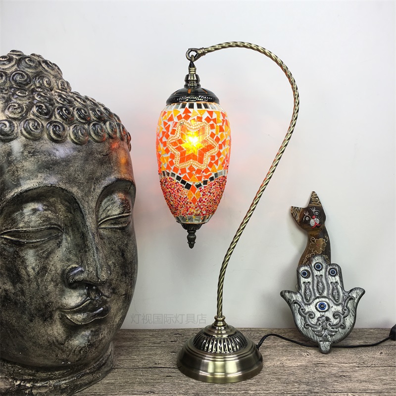 地中海复古卧室床头客厅手工浪漫个性东南亚土耳其彩色琉璃台灯