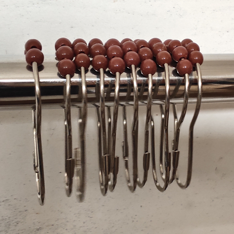 浴帘环滚珠环浴帘挂钩窗帘环连接轨道环挂勾亮色白色黑色金色