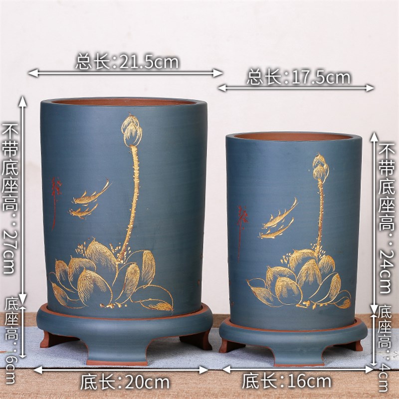 精品宜兴紫砂花盆悬崖式老桩盆景盆高花盆兰花盆室内客厅陶瓷