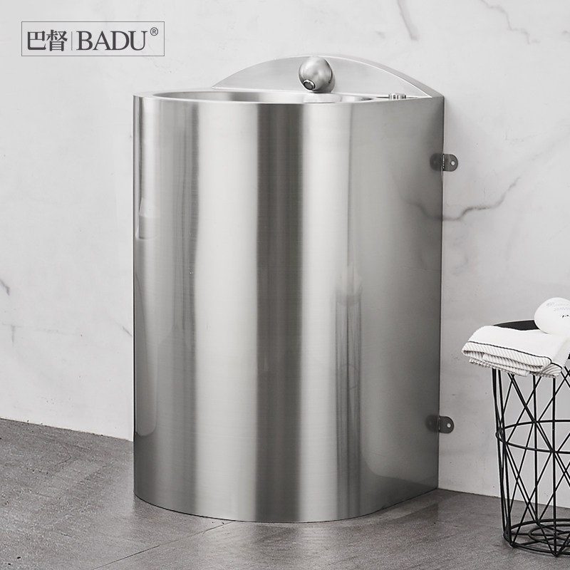 巴督 锈钢洗手盆加厚监狱看守所落地式面盆卫生间立柱洗脸盆