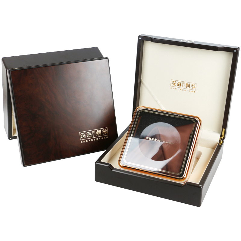 海参礼盒空盒木盒1斤装火烧云木纹海参礼品盒高档淡干海参包装盒