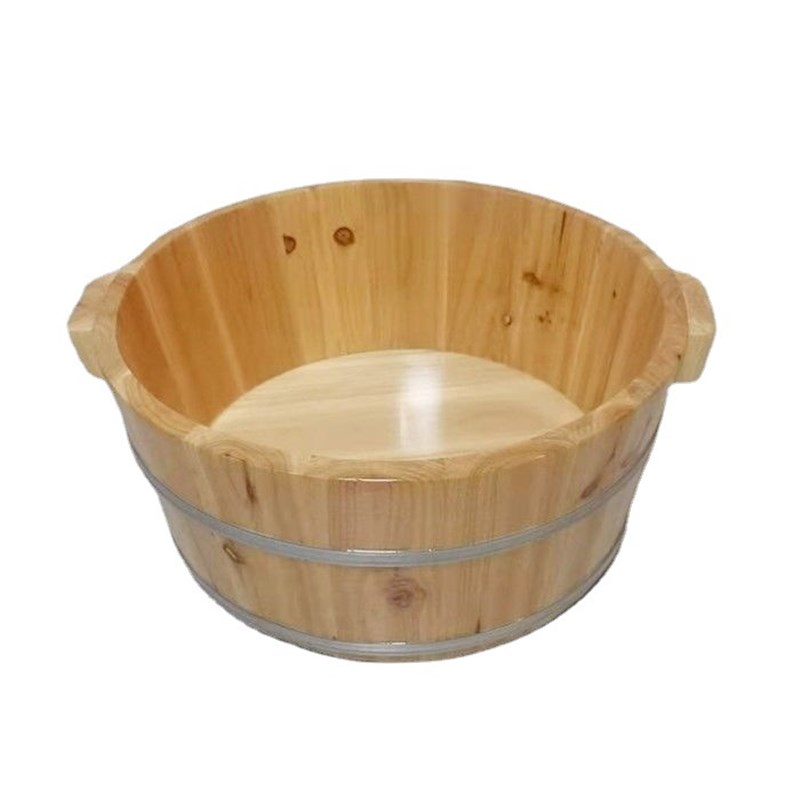 泡脚桶加高cm高实木圆边木桶带盖足浴木桶加厚熏蒸洗脚家用店