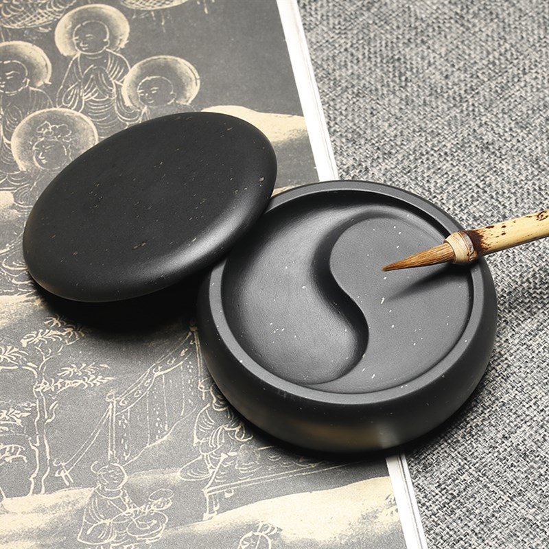 非遗手工精品掌中宝砚台歙砚老坑银星书法抄经小楷端