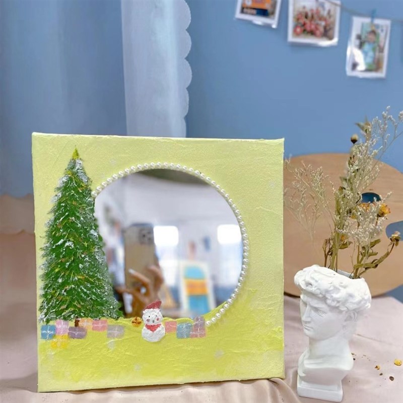 石英砂丙烯耶诞树肌理画手工diy立体数字油画耶诞节材料包装饰画