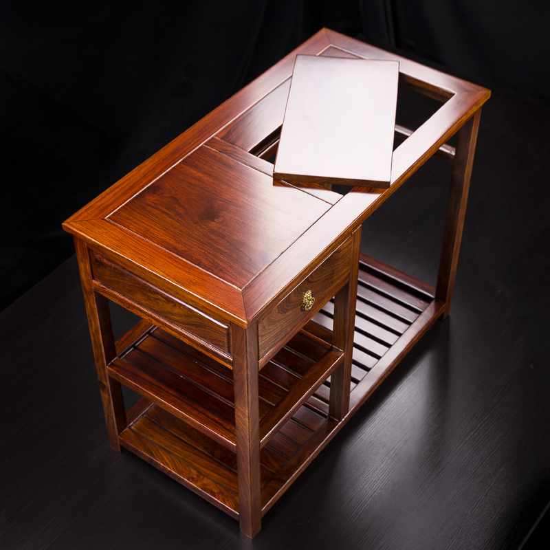 花梨木茶水柜多功能实木茶桌边柜快煮壶支架茶车刺蝟紫檀茶台