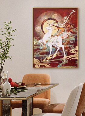 朱炳仁铜敦煌美术研究所 鹿王献瑞图中式铜壁画玄关书房装饰挂画