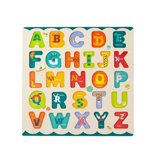 木质串珠个字母拼板儿童早教益智小写字母认知数字木质画画