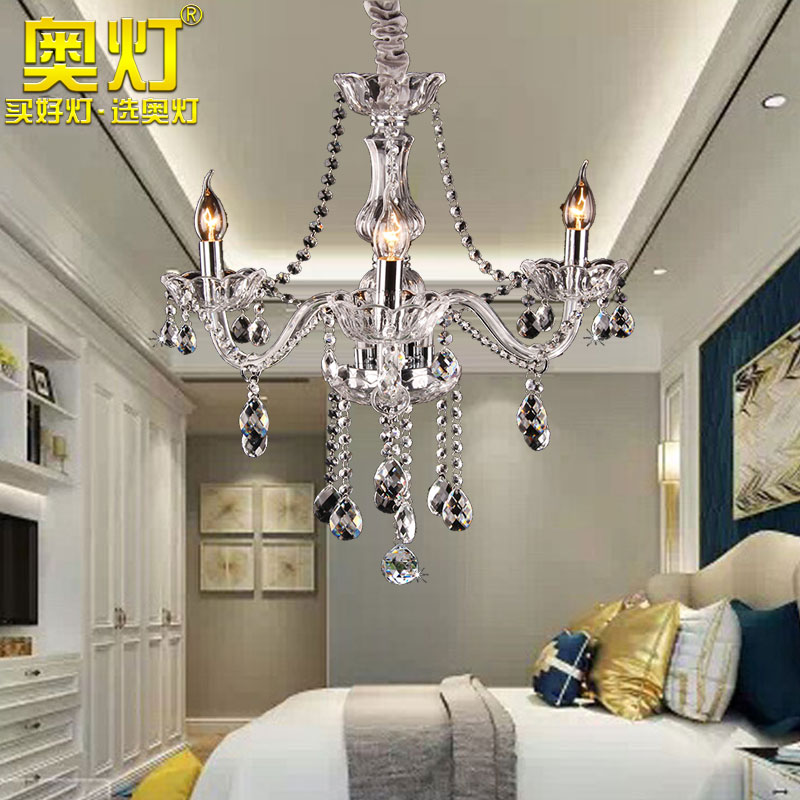 奥灯欧式铬色水晶吊灯具饭厅吊灯田园卧室客厅书房吊灯97
