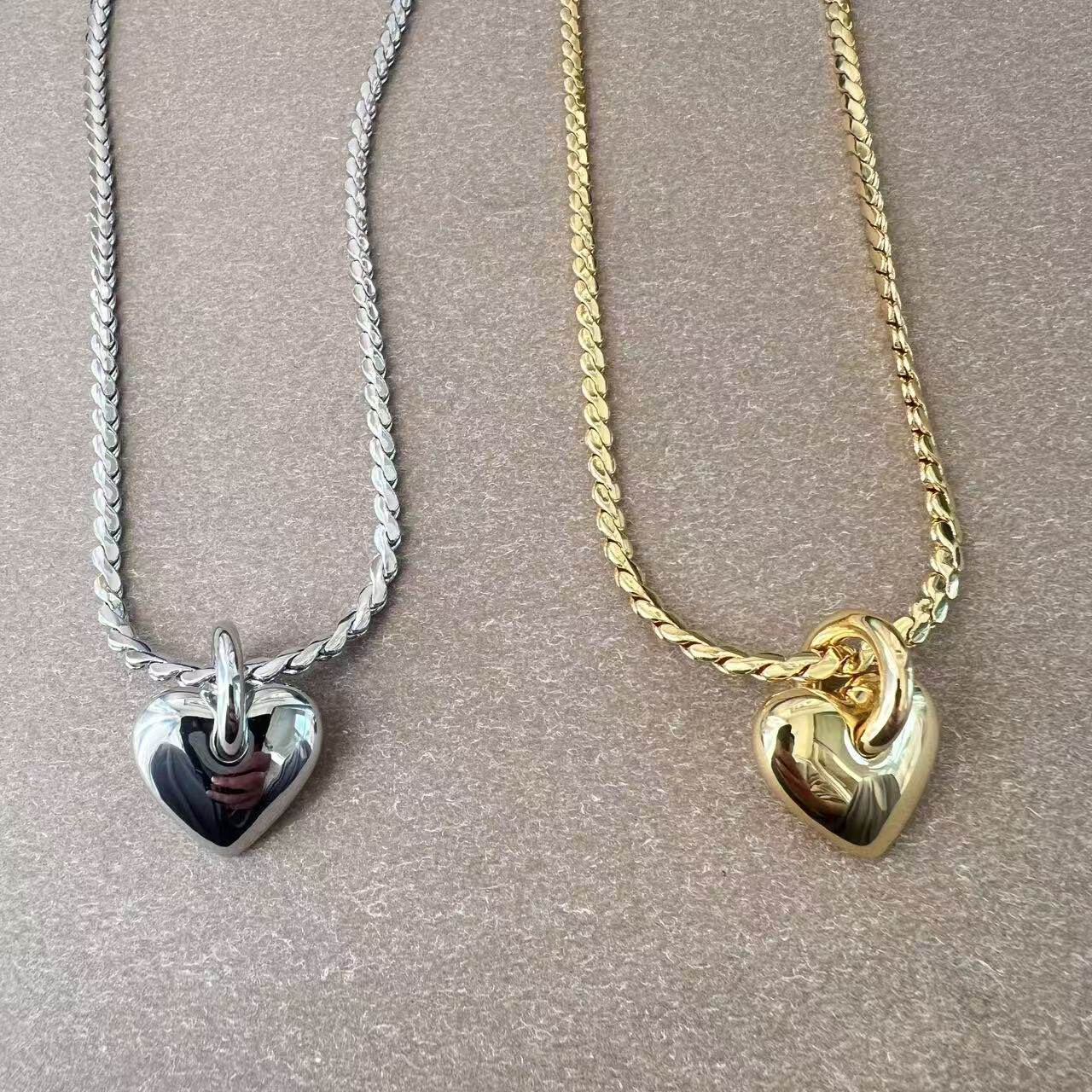 出口欧美os爱心吊坠项链金色爱心项链 原dan