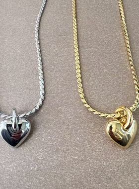 出口欧美os爱心吊坠项链金色爱心项链 原dan