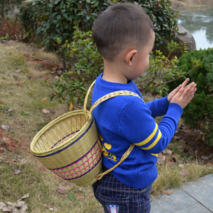 精品小背篓舞台舞蹈道具农家乐装饰竹背篓竹编道具民族手工艺品