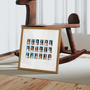 儿童证件照相框来图定制周岁宝宝照相册成长记录实木摆台