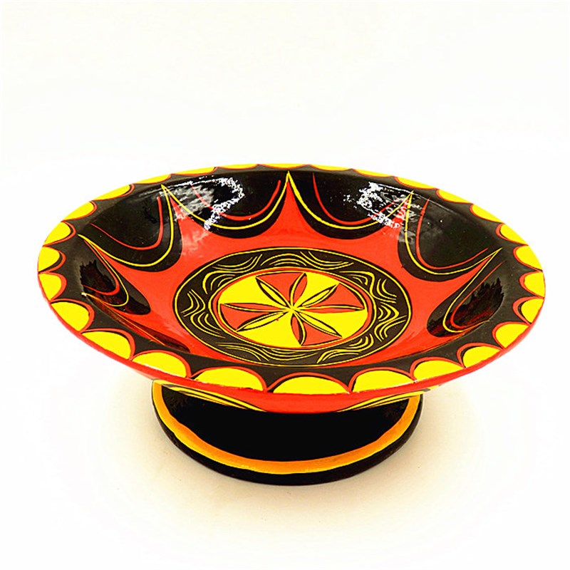 四川凉山少数民族特色工艺品昭觉彝族漆器小型矮脚木盘果盘餐具