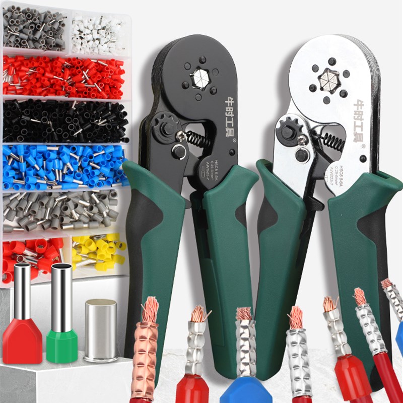 管型端子压线钳电工专用四边冷压针型铜接线端子线鼻子接线端子压