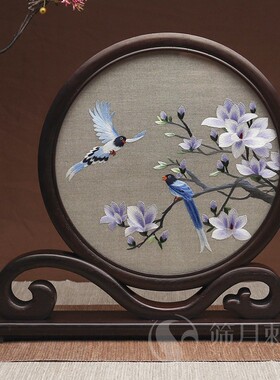 苏州面刺绣手工自绣实木台屏摆台苏绣屏风新创意工艺品