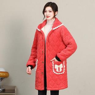 加绒加厚冬季女工作服罩衣外防寒保暖棉大衣新款棉袄中长款冬装