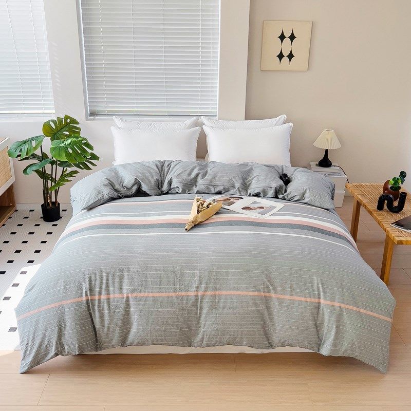 全棉水洗棉格子被套单件.5米定做订纯色双人被罩80x200c