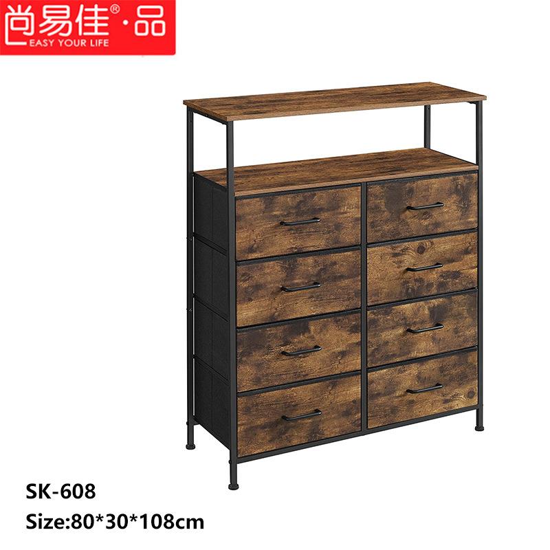 欧美无纺布艺抽屉式多层折叠衣柜折叠收纳架铁艺抽屉式斗柜子夹缝