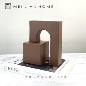约现代摆设铁艺摆件桌面样板房拱门售楼处艺术装饰品几何柜子摆设