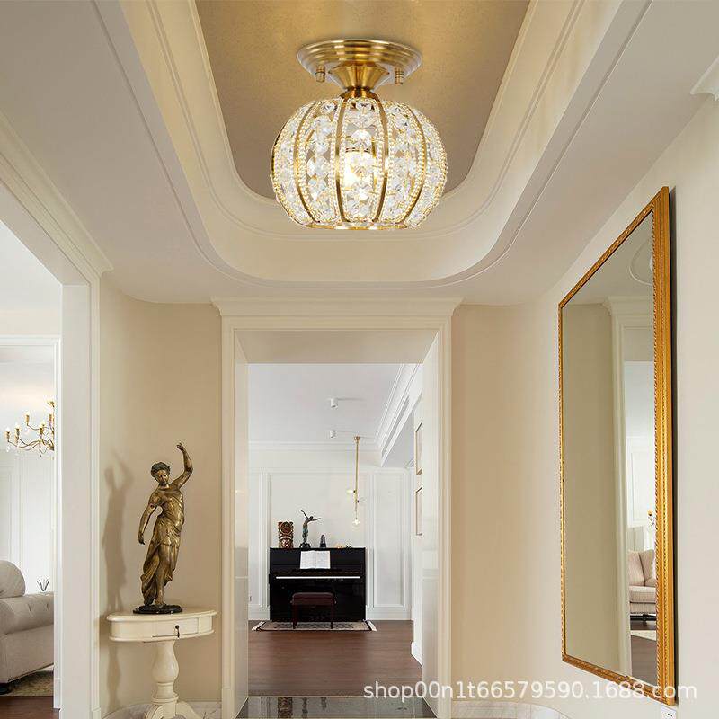 水晶灯美式乡村客厅餐厅楼道卧室玄关迷你吸顶灯亚马逊护眼家居