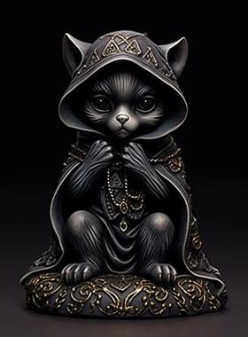 家跨摆境桌新款万圣节黑猫树脂工YS0088艺品摆件居装饰万圣节件创