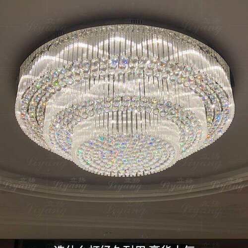 酒店工485大堂圆形水晶灯别墅客餐厅ed吸顶灯非标l程厅宴会厅灯具