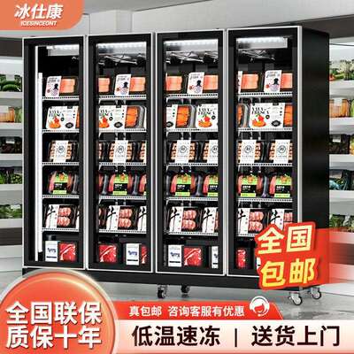 OBN立冻式冷冻展示柜商用速类冻品门超市三立式冰箱肉双门低温冰