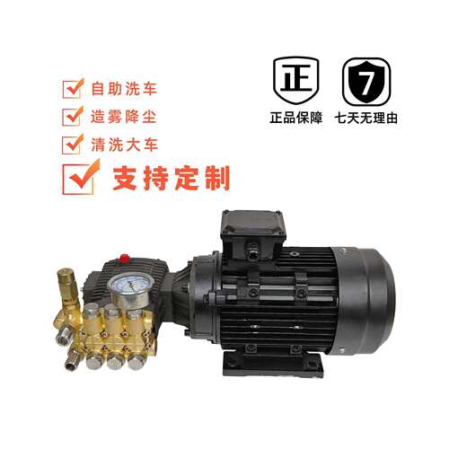 高机压清洗22铜0V国标电机加泵头组商用洗车机380V陶瓷合柱塞9882
