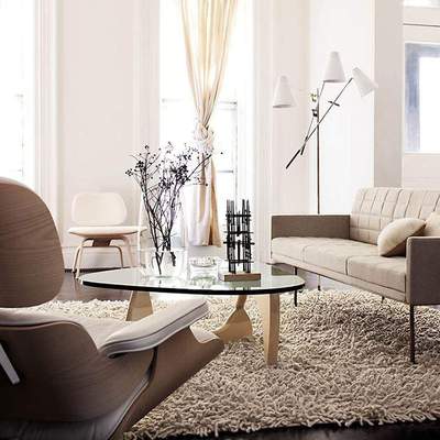 设计师极简野口勇茶几网红原木轻奢艺术感玻璃茶桌客厅家用小户型