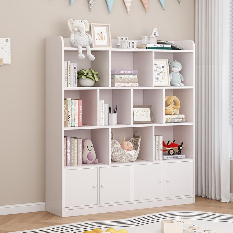 童书架置物架多落地柜靠墙书实木书架层简易格子柜客书柜儿厅收纳