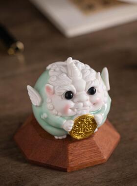 创意潮可爱LKO陶瓷貔貅居招财家办公室桌面装饰小汽国车载工艺品