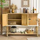 美客家用餐边柜式 四门两柜层 橡胶木厅雕HHRS2400刻实木柜脚可拆装