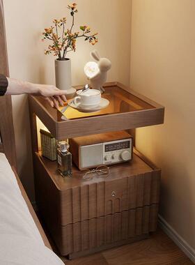 实用木床头柜简现代家卧室带锁储物柜小型床边约置QOZ架物简易收