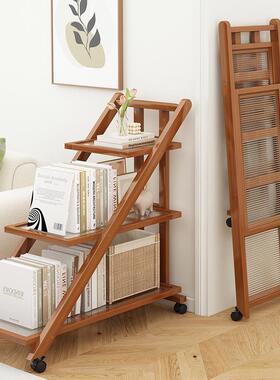 移简书柜可动23062折叠易架落地多层书置物架家用小推车沙发边几
