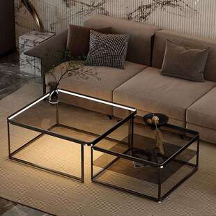 轻代奢几客家5622茶用玻璃岩板厅网红桌子现简约小户型新款 方形茶