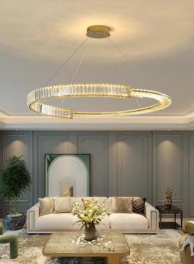 轻奢别墅厅吊灯大圆环简现代水晶约客主卧室气餐dingchen厅灯复式