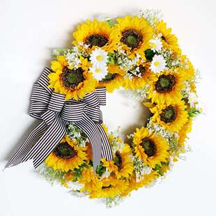 环秋色向日葵花田园庭婚布置院门63621饰花圈亚马礼逊款式来图