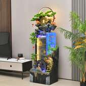 客厅环水假山鱼缸风水景轮生财观水墙办公循室开幕业装 ELI饰落地