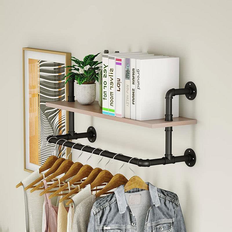 壁挂式断收纳工业风水管式铁艺置物架单杆双墙292层隔靠书架隔美