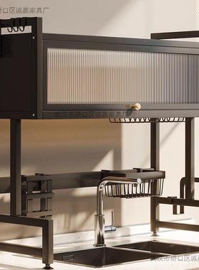 厨房水槽置物架用碗家水池碗柜AL100615碟多能防尘带柜门功碗盘收