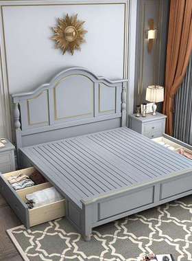 VZP美式轻奢床实木床1简.8床米双人现代约简白色欧公主床2米主卧