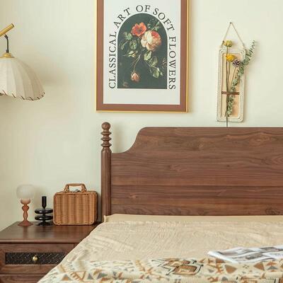 北美黑式桃木气压储物床高1.8米美复古全实木悬浮箱床LNI双人胡大