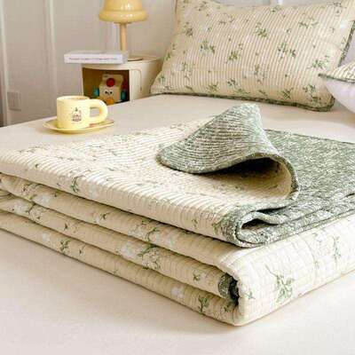 用双面可全床盖三件套家用夹棉床单单榻件榻米床棉87282护垫炕单