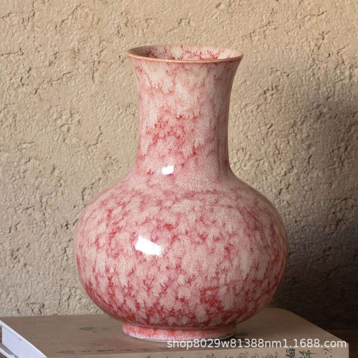 德镇陶瓷代器冰裂插纹釉粉花瓶摆件景花现家居客厅ijAJ4CZ4装饰品