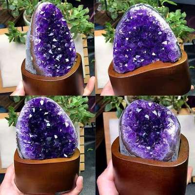 天然紫水原巴石居摆件西乌44571拉圭紫晶洞紫晶簇紫晶块家办公晶