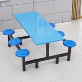堂餐桌椅食快餐桌椅四人桌位不锈钢员工学餐桌椅学校生餐椅连体快