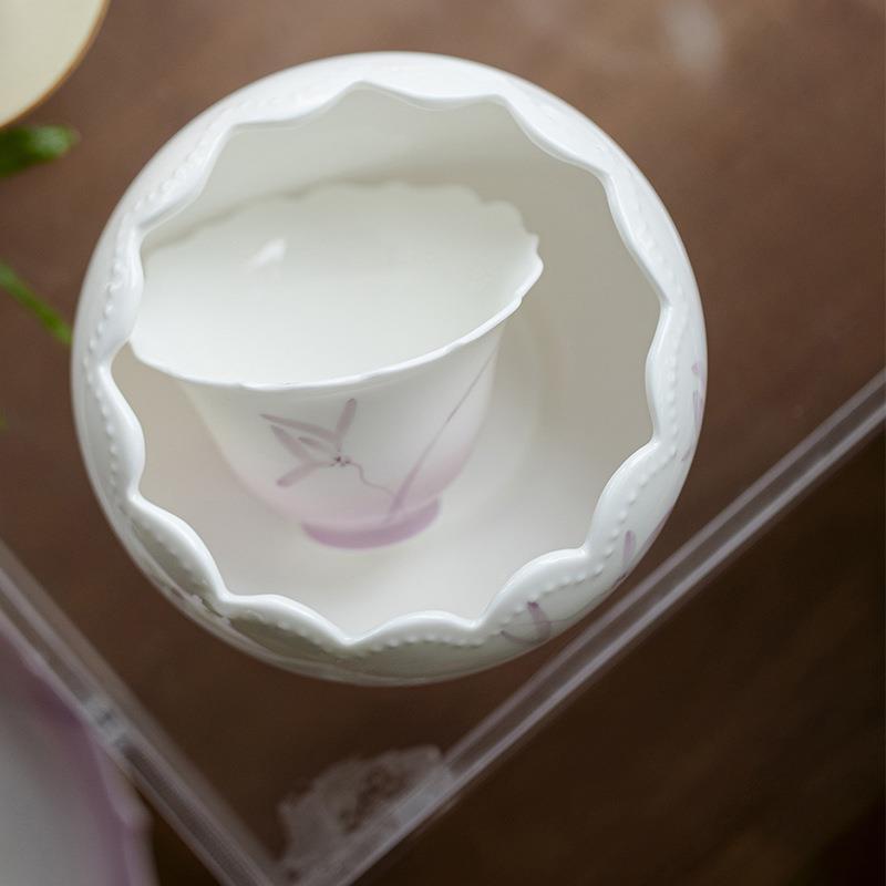 道墨mjtc己玉手绘兰花陶瓷建泡水泥茶配件渐变紫废水缸家用水盂干