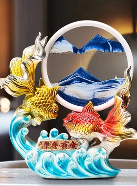 如鱼得水年年有余家居客厅酒柜电视柜玄关装饰品乔迁新居礼品