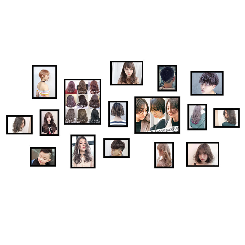 理发店墙面装饰发型图片美发造型发廊装饰画挂画背景墙墙画